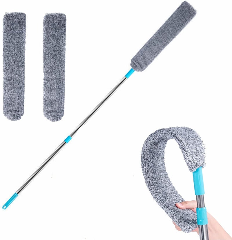 ARAINY Retractable Gap Dust Cleaner Under Appliance Microfiber Duster Dust Brush with Extension Pole (36 to 49 inches) Cleaning Duster for Bed High Ceilings Furniture Bottom Household Gap Duster Gray - Image 1